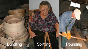 The three steps used to make black-ash splint baskets