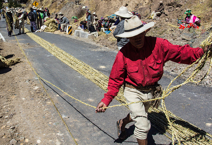 Annual renovation of the Q’eswachaka suspension bridge