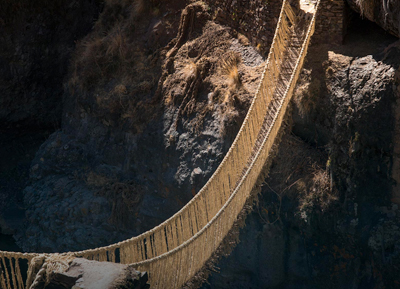 suspended grass bridge