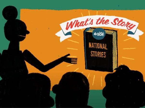 illustration of an adult and kids in silhouette watching a screen