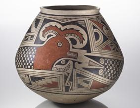 Jar with feathered serpent design