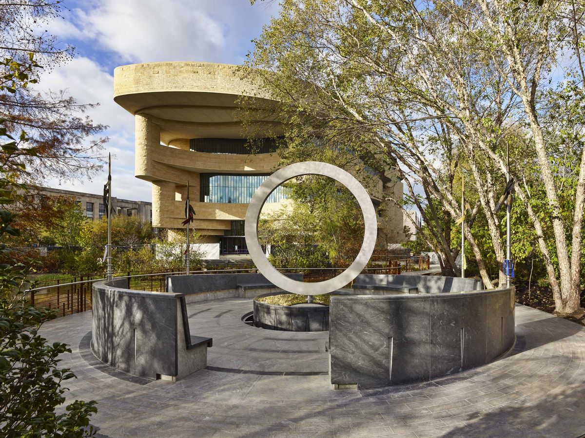 National Native American Veterans memorial, a circular ring structure